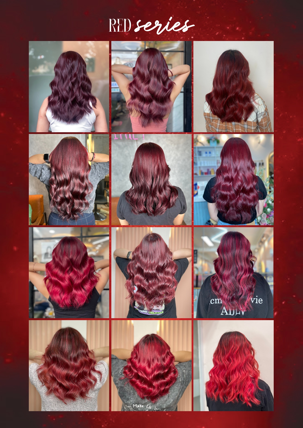Koleksi hasil pewarnaan rambut Red Series di booklet color Moir Salon